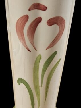 Cream Ceramic Vase with Pink Floral Brushstrokes